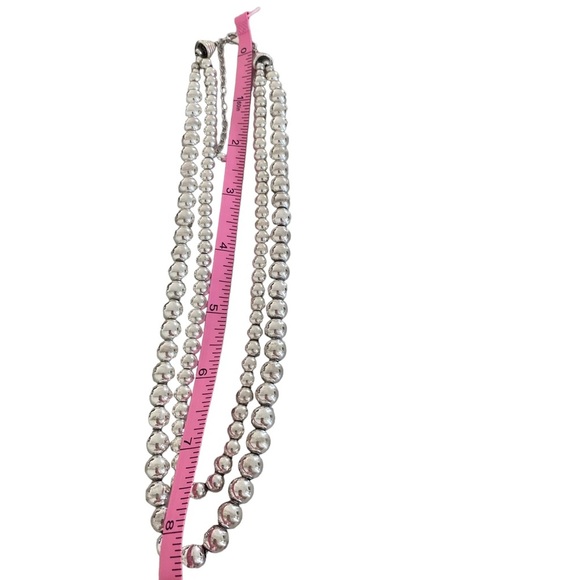 Sterling silver 925 chain beaded two strand draped necklace adjustable modernist - Picture 10 of 13